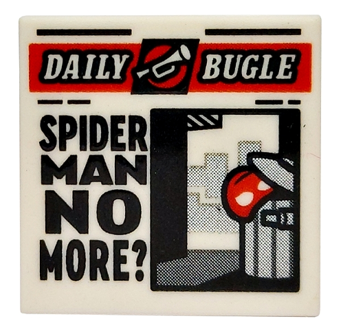 Tile 2 x 2 with Newspaper 'DAILY BUGLE' and 'SPIDER MAN NO MORE?' Pattern