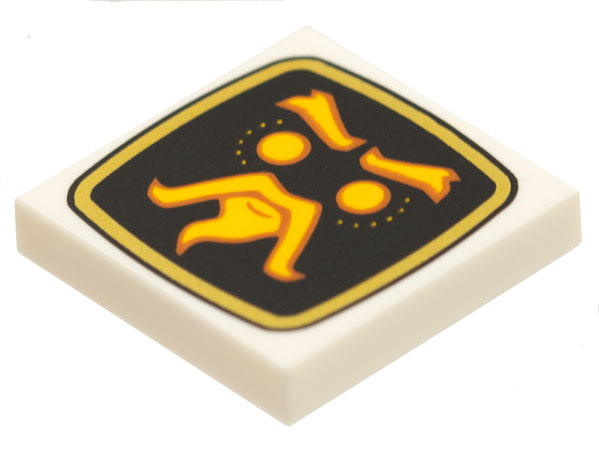 Tile 2 x 2 with Bright Light Orange Wu Bot Face on Black Screen Pattern