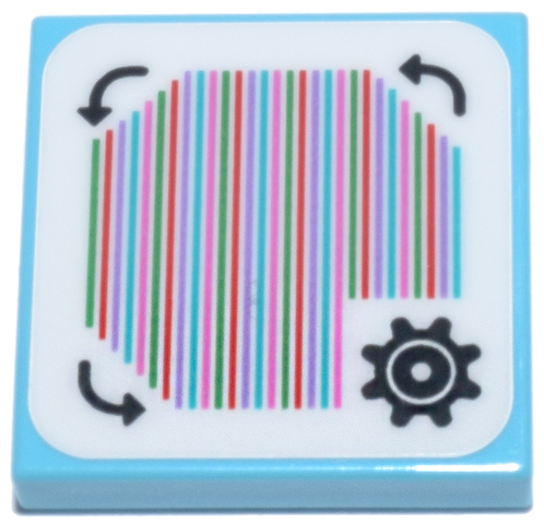 Tile 2 x 2 with Super Mario Scanner Code Customization Time Block, Gear and Curved Arrows, Square Corner Pattern (Sticker) - Sets 71380 / 71434