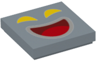 Tile 2 x 2 with Yellow Eyes, Dark Red and Light Bluish Gray Mouth with Red Tongue Pattern (Super Mario Amp Face)
