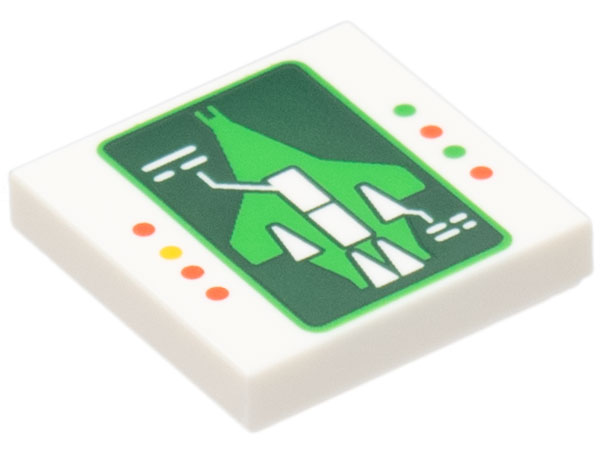 Tile 2 x 2 with Galaxy Explorer on Dark Green Diagnostic Screen and Red, Bright Green and Yellow Lights Pattern