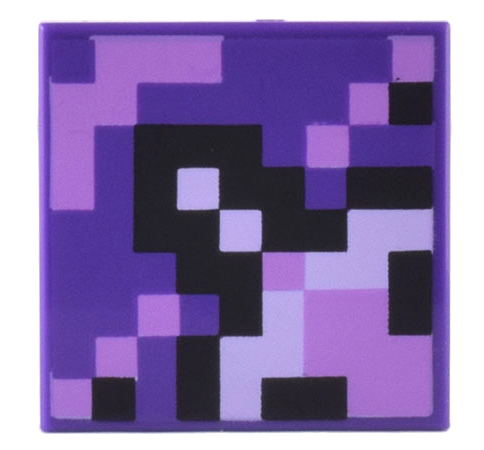 Tile 2 x 2 with Minecraft Pixelated Medium Lavender, Black, and White Glazed Terracotta Pattern