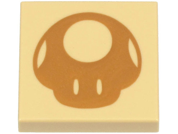 Tile 2 x 2 with Medium Nougat Mushroom Silhouette Pattern (Super Mario Nabbit Bag Side)