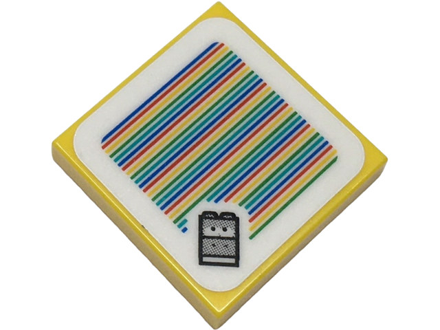 Tile 2 x 2 with Super Mario Scanner Code Baby Yoshi Pattern (Sticker) - Sets 71410 / 71436