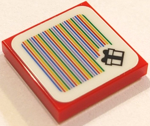 Tile 2 x 2 with Super Mario Scanner Code Gift Box Pattern (Sticker) - Set 71406