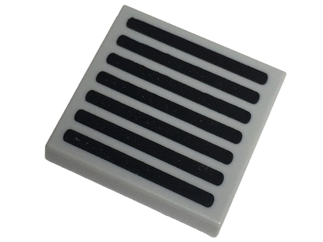 Tile 2 x 2 with Black Grille with 7 Lines with Rounded Ends Pattern