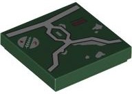 Tile 2 x 2 with SW Mandalorian Boba Fett Armor Plates with Light Bluish Gray Lines, Silver Battle Damage and Agrarian Emblem Pattern