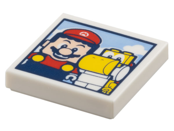 Tile 2 x 2 with Photo of Super Mario and Yellow Yoshi Pattern