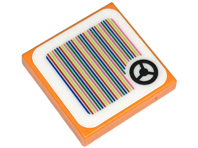 Tile 2 x 2 with Super Mario Scanner Code Steering Wheel Pattern (Sticker) - Set 71431