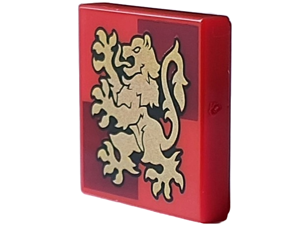 Tile 2 x 2 with Gold Gryffindor Crest on Dark Red Squares Pattern