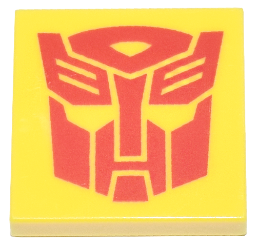 Tile 2 x 2 with Red Robot Mask Transformers Autobot Symbol Pattern