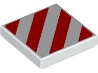Tile 2 x 2 with Red Danger Stripes Pattern