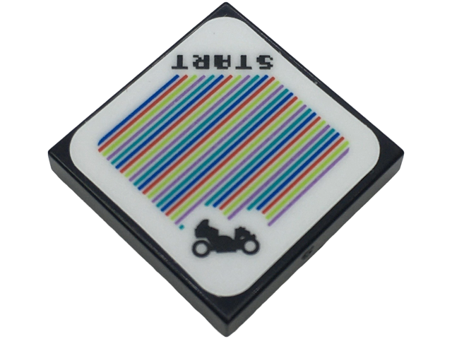 Tile 2 x 2 with Super Mario Scanner Code Bike and 'START' Pattern (Sticker) - Sets 72034 / 72036