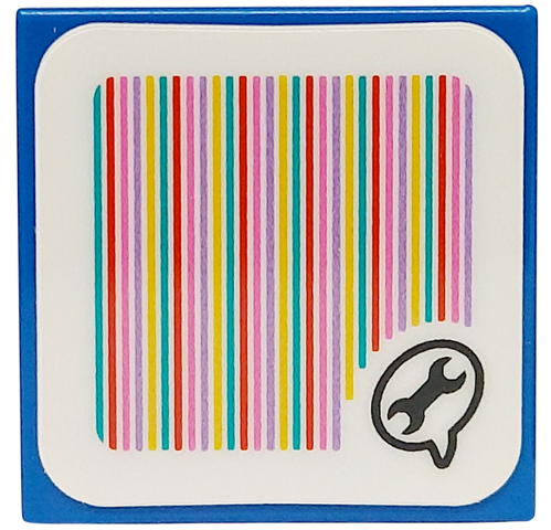 Tile 2 x 2 with Super Mario Scanner Code Blue Toad Speech Bubble with Wrench Pattern (Sticker) - Set 72035