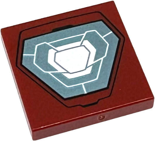 Tile 2 x 2 with White and Metallic Light Blue Hexagonal Arc Reactor Pattern