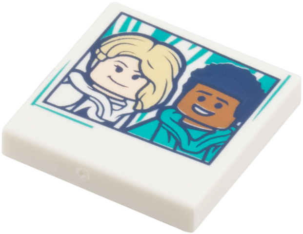 Tile 2 x 2 with Polaroid Photo with Gwen Stacy and Miles Morales Minifigures Pattern