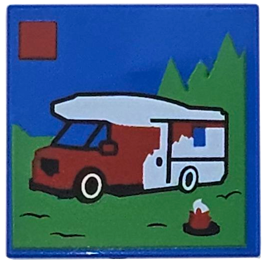 Tile 2 x 2 with LEGO City Set Box Art Set 60454 Holiday Camper Van Pattern