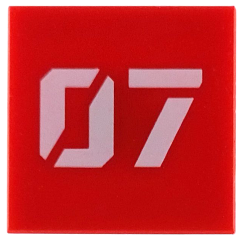 Tile 2 x 2 with White Number 07 Stencil Pattern