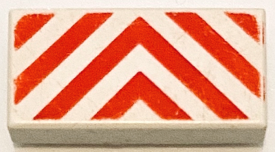 Tile 1 x 2 with Red Danger Chevrons Pattern
