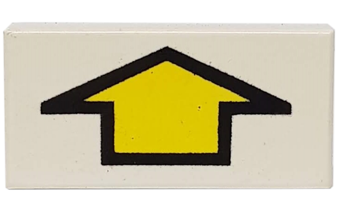 Tile 1 x 2 with Yellow Arrow Short with Black Border Pattern