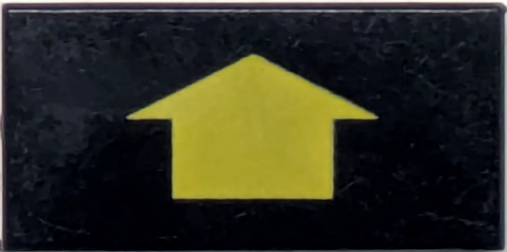 Tile 1 x 2 with Yellow Arrow Short without Black Border Pattern