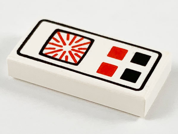 Tile 1 x 2 with Red and Black Buttons Computer Pattern