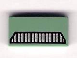 Tile 1 x 2 with Black and Silver Grille Pattern