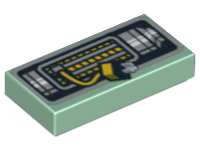 Tile 1 x 2 with Black, Silver and Yellow Cables Pattern