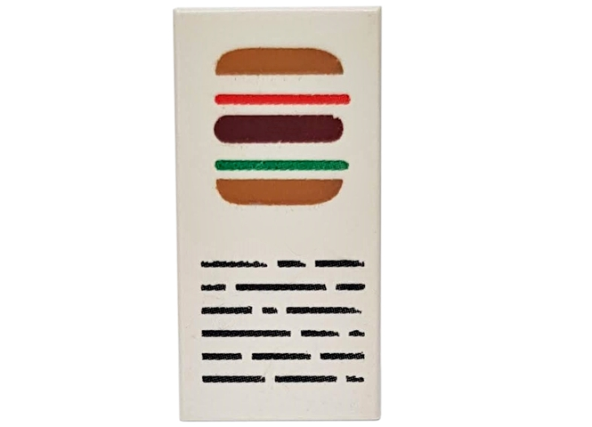 Tile 1 x 2 with Hamburger and Writing Pattern
