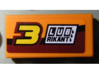 Tile 1 x 2 with Number 3 and 'LUBRIKANT' Pattern Model Right Side (Sticker) - Set 8304