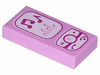 Tile 1 x 2 with Magenta and White Cell Phone / Smartphone / Music Player Pattern