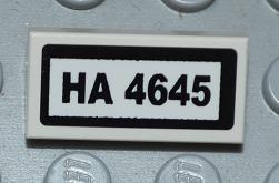 Tile 1 x 2 with Black 'HA 4645' on White Background Pattern (Sticker) - Set 4645