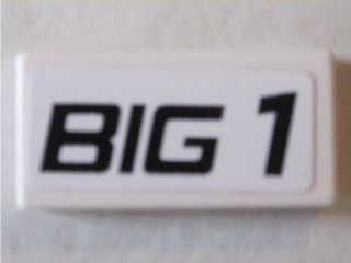 Tile 1 x 2 with 'BIG 1' on White Background Pattern (Sticker) - Set 8495