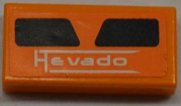 Tile 1 x 2 with White 'Hevado' and 2 Black Air Intakes Pattern (Sticker) - Set 8125