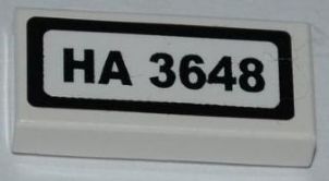 Tile 1 x 2 with 'HA 3648' Pattern (Sticker) - Set 3648