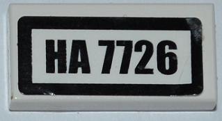 Tile 1 x 2 with 'HA 7726' Pattern (Sticker) - Set 7726