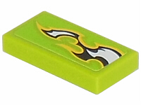 Tile 1 x 2 with Black and White Flames Pattern Model Left Side (Sticker) - Set 8302