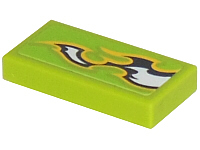 Tile 1 x 2 with Black and White Flames Pattern Model Right Side (Sticker) - Set 8302