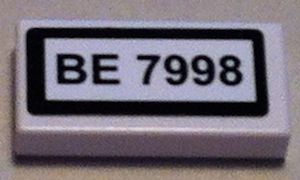 Tile 1 x 2 with 'BE 7998' Pattern (Sticker) - Set 7998