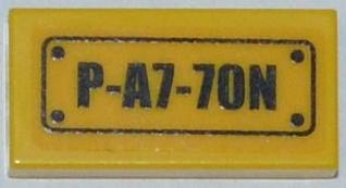 Tile 1 x 2 with 'P-A7-7ON' Pattern (Sticker) - Set 7050