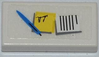 Tile 1 x 2 with Notepad, Sticky Note and Pen Pattern (Sticker) - Set 7498