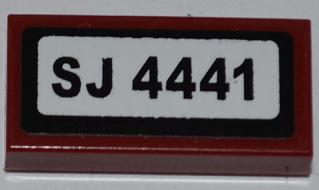 Tile 1 x 2 with 'SJ 4441' Pattern (Sticker) - Set 4441
