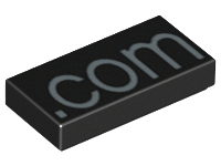 Tile 1 x 2 with Silver '.com' Pattern