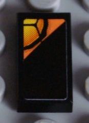 Tile 1 x 2 with Snakeskin on Black Background Pattern Model Left Side (Sticker) - Set 8158