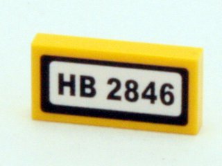 Tile 1 x 2 with 'HB 2846' Pattern (Sticker) - Set 4204