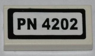 Tile 1 x 2 with 'PN 4202' Pattern (Sticker) - Set 4202