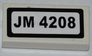 Tile 1 x 2 with 'JM 4208' Pattern (Sticker) - Set 4208