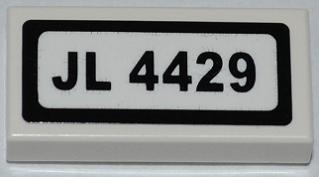 Tile 1 x 2 with 'JL 4429' Pattern (Sticker) - Set 4429