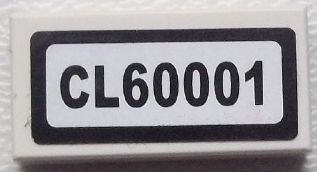 Tile 1 x 2 with 'CL60001' Pattern (Sticker) - Set 60001