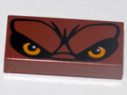 Tile 1 x 2 with Bright Light Orange Eyes, Furrowed Brow Pattern